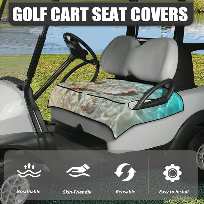 Universal Golf Cart Seat Cover with 4 Pockets Soft Golf Cart Seat Towel Blanket Fits 2-Seat Golf Carts