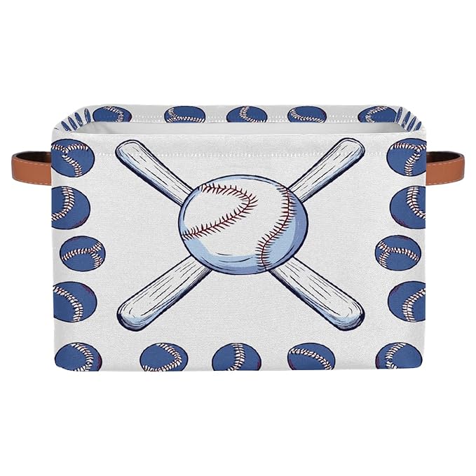 Sport Baseball Storage Baskets for Organizing, Fabric Collapsible Storage Bins Box Baseball Bat Decorative Toy Organizer Baskets for Closet Shelves Gift Basket 1 Pc