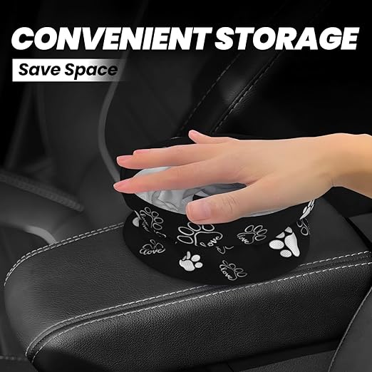 Car Trash Bag Paw Print Hanging Back of Seat Car Portable Trash Bag Paw Print Waterproof One-Handed Portable Strap Drawstring Garbage Bags 2 Pieces Car Coasters