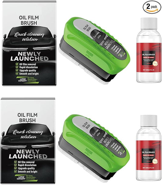 2 SET Oil-Free Car Glass Brushes, Upgrade 2.0 Clear Vision Glass Cleaner, Oil Film Cleaning Brush for Automotive Windows, Clearvision Cars Windshield Cleaner Tool, Universal Cleaning Wipe Board