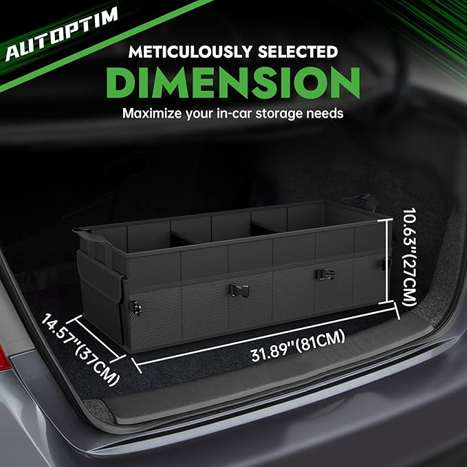 Car Trunk Organizer - 85L Collapsible Car Organizer with Non Slip Bottom for Groceries, Trunk Storage with Base Panel for SUV Sedan Van, 3 Compartments (Black, Large)