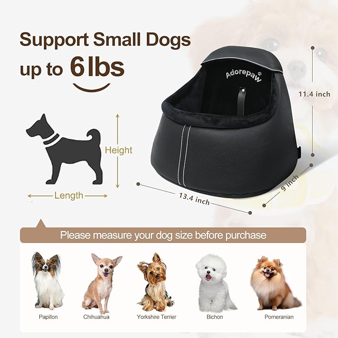 Dog Car Seat for Small Dogs, Luxury PU Leather Dog Booster Seat, Car Seats for Dogs, Can be Used as Pet Carrier Bag