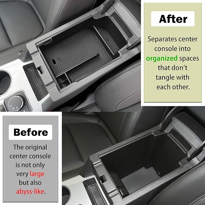 RUNROAD Upgraded Center Console Organizer Tray Compatible with Chevy Blazer 2026 2025 2024 2023 2022 2021 2020 2019 Accessories, ABS Materials Secondary Storage Box Insert Armrest Console Tray, Black