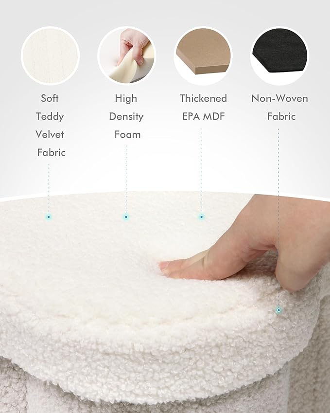 B FSOBEIIALEO Storage Ottoman Cube, Flowers Shaped Ottomans with Storage Foot Stool Footrest for Lving Room, Boucle Ottoman Seat for Dorm Room,Faux Teddy Fur,White 12.6"x12.6"x12.6"