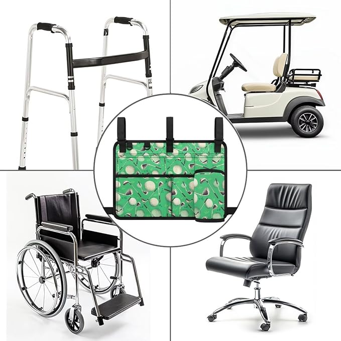 Golf Cart Storage Bag Non-Slip Golf Cart Rear Seat Organizer with 4 Pocket for Ezgo Yamaha Club Car and Other 2-Seat Golfs Carts