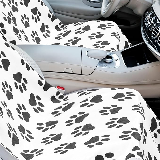Hahafelt 2 Pack Car Seat Towel Covers with Storage Bag 63 x 32 Inch Athletic Running Towel Seat Sweat Washable Non Slip Cover Gift for Car Outdoor Sport Activities (Dog Footprints)