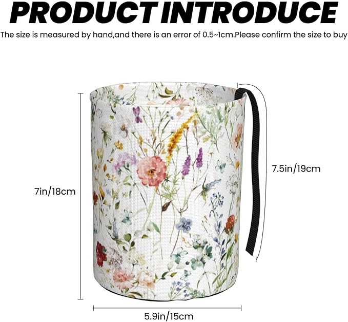 Car Trash Can Watercolor Flowers Pattern Multipurpose Collapsible Leakproof Trash Bin Car Accessories for Car Automotive Truck SUV