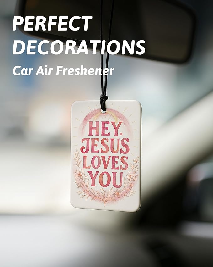 Pink Christian Car Air Freshener 4 Pcs, Inspirational Religious Bible Verse Hanging Air Freshener for Cars Closet Drawer Books, Preppy Christian Car Accessories Mirror Decor for Women