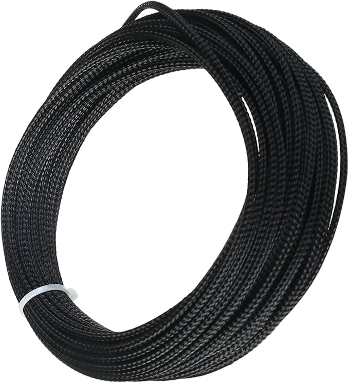 Aicosineg Cable Sleeve Braided Sleeving PET Wire Loom Tubing Cable 32.81ft-1/8inches Wrap Protector for HiFi Audio and Video Headphone Cable Protect Wires from Chewing of Pets Black