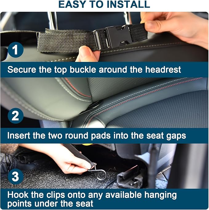 Car Backseat Organizer with Foldable Table Tray – Leather Seat Protector Kick Mats for Kids & Pets, 8 Storage Pockets Travel Organizer with Touch Screen Tablet Holder for SUV Truck Family Road Trips