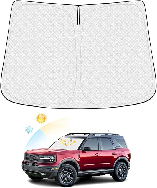 Canvcle Windshield Sun Shade for Ford Bronco Sport 2021-2025 2026 Thicken 6-Layer Foldable Front Window Sunshade Sun Visor Protector Block UV Rays Keep Vehicle Cool
