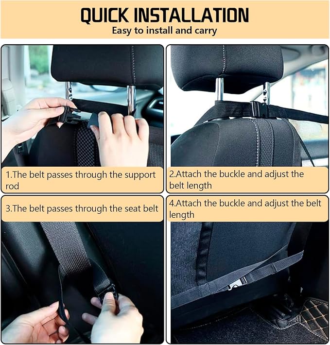 Dog Car Barrier Net,Universal Back Seat Barrier for Dogs with Adjustable Ropes & Hooks, One-Piece Mesh Divider for SUV, Pickup, Trucks, Vans