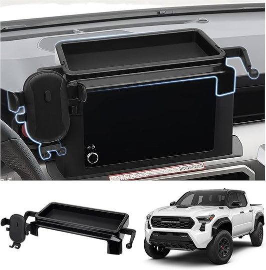 FIILINES Dashboard Center Console Organizer & Phone Holder for Toyota Tacoma 2024-2026, Dash Organizer with 360 Degree Rotation Phone Mount Tacoma Accessories (Only Fit 8-inch)