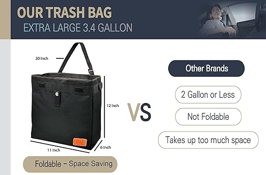 Car Trash Can Hanging for Headrest, Extra Large Waterproof Auto Garbage Bag Organizer, Collapsible Vehicle Waste Bin, Backseat and Side Door (Pink)