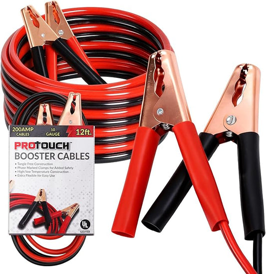12FT 10 Gauge Jumper Cables for Car, SUV and Trucks Battery, Heavy Duty Automotive Booster Cables for Jump Starting Dead or Weak Batteries with Carry Bag