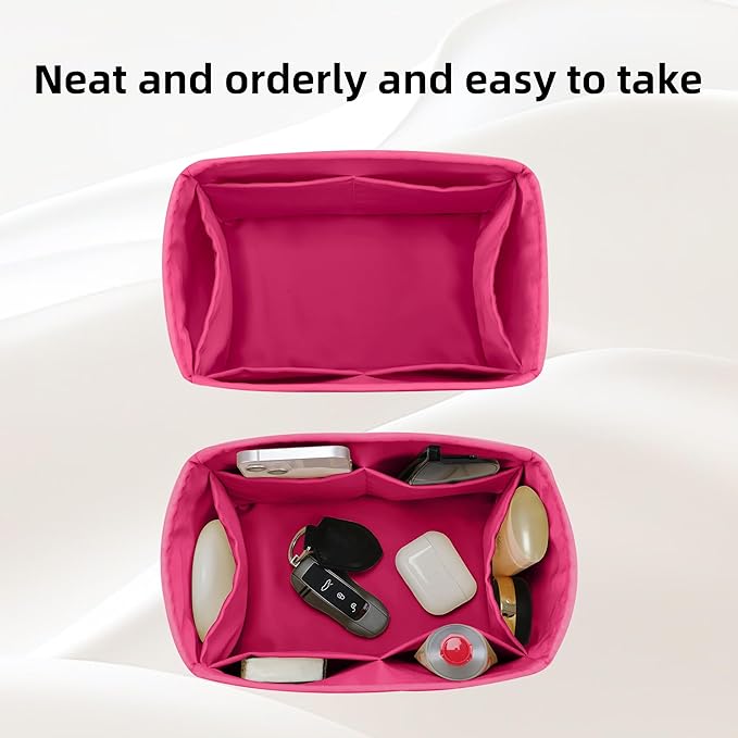 DGAZ Silk Purse Organizer Insert Fits LV Speedy 16/20/25/30/35/40/45 bags，Silky Smooth Bag Organizer，Luxury Handbag & Tote Shaper(Rose pourpre,SP20)