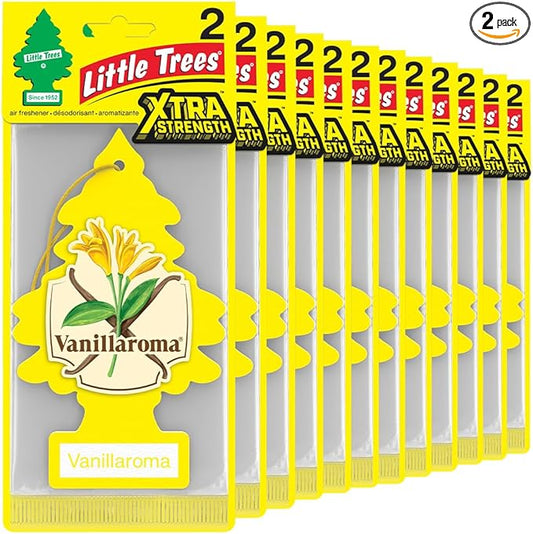 LITTLE TREES Car Air Freshener | Xtra Strength Provides Long-Lasting Scent for Auto or Home | Extra Boost of Fragrance | Vanillaroma, 24 Air Fresheners