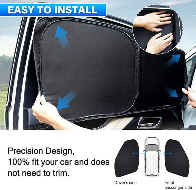 T TGBROS Windshield Sun Shade for Ford Transit 2015-2025 2026 Car Window Shades Thicken UV Block and Blackout Privacy Foldable Sunshades 2PCS Accessories Keep Cool Sun Visor Covers