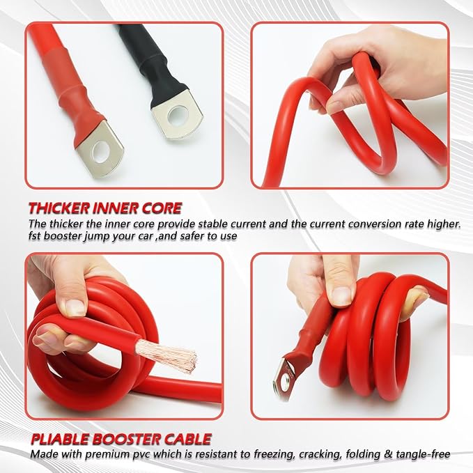 NOONE 0 Gauge 30 FT Heavy Duty Jumper Cables - 1000Amp Quick Connect Automotive Booster Jumper Cables for Car, SUV and Truck Battery - Jumper Cables Kit with Gloves, Goggles in Carry Bag