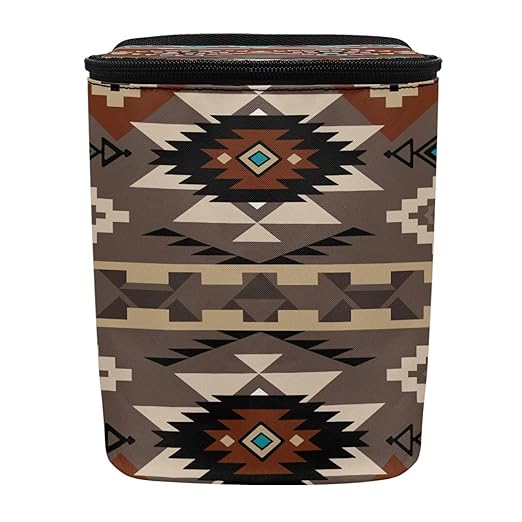 Car Trash Bags for Back Seat Car Garbage Bin with Lid Foldable Auto Interior Storage Bags Hanging Accessories, Southwestern Geometric Aztec Tribal Print