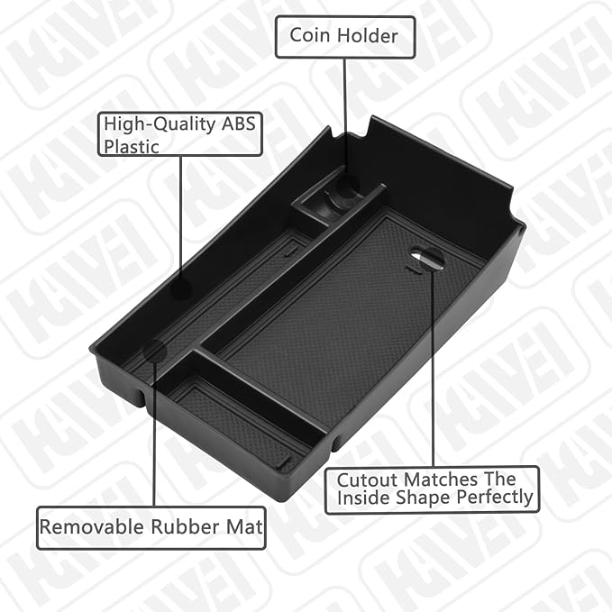 HGWEI Center Console Organizer Tray Compatible with Honda HRV 2023 2024 2025 2026 Accessories, Armrest Storage Box for HRV EX/EX-L/LX/SE/Sport/Touring,Black Trim