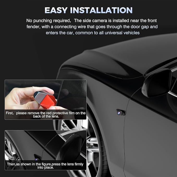 360 Degree View 4 Channel Mirror Dash Cam Detached Camera for Cars，Dash Cam Front and Rear Side(Left,Right),12'' Rear View Mirror Camera1080Px4,WiFi,Night Vision,GPS,Parking Monitor,Free 128GB Card