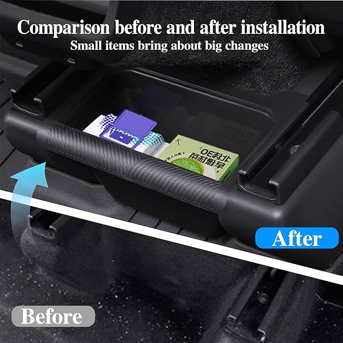 Rear Center Console Floor Storage Box for Tesla Model Y Juniper 2025 2026 Storage or Organizer 2nd Row Center Console Rubbish Bin Can TPE Material