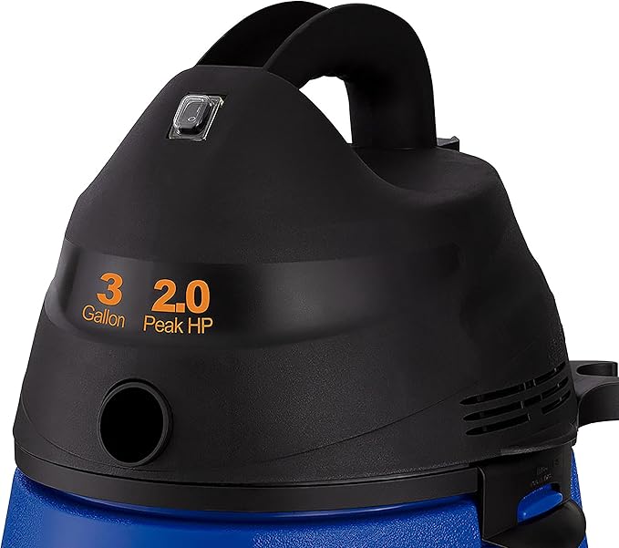 Koblenz WD-353L Portable Wet-Dry Vacuum Cleaner, 3 Gallon Tank, 2.0 HP Vacuum Cleaner with Several Accessories, 5 Year Warranty, Blue/Black