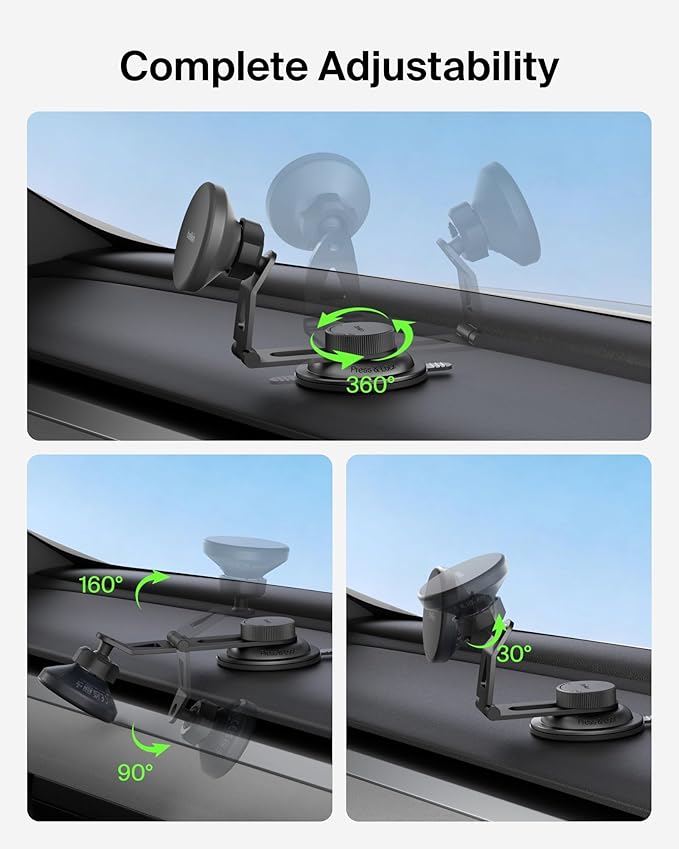 Belkin Tesla Phone Mount, Magnetic Wireless Car Mount for EV (Strong Magnet) w/ 3.3ft USB C Cable, Qi2 MagSafe Compatible Fast Charging for iPhone 17/16/15, Model 3, Model Y, etc. - Tesla Accessories