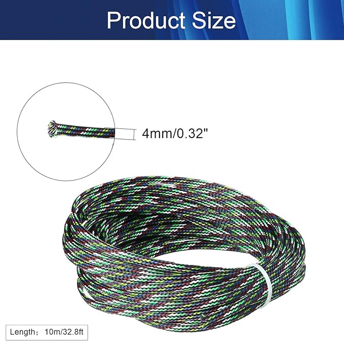 Aicosineg Cable Sleeve Braided Sleeving PET Wire Loom Tubing Cable 32.81ft-1/6inches Wrap Protector for HiFi Audio and Video Headphone Cable Protect Wires from Chewing of Pets Multicolor