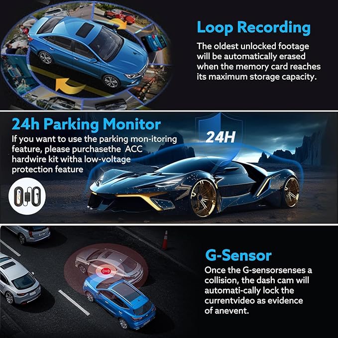 1080P Dash Camera Front and Inside,Dashcams for Cars with IR Night Vision Loop Recording G-Sensor 24Hr Parking (1080 P Front and Inside)