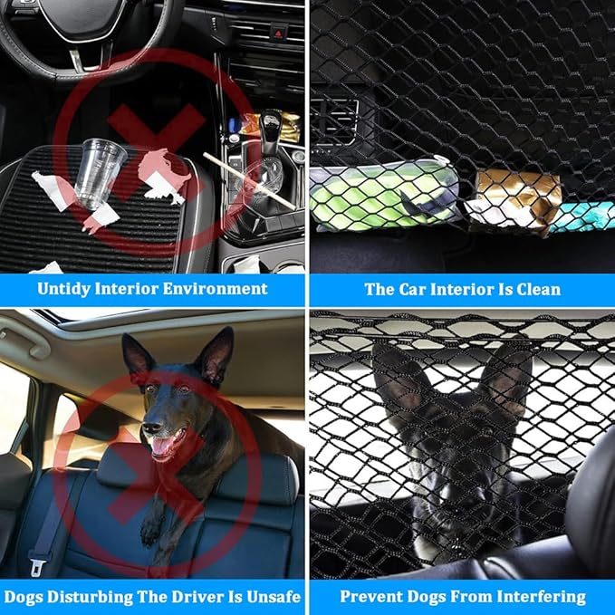Dog Car Barrier for Mini 2-Doors/Cooper, Cooper S, Cooper SE, Dual Layer Thickened Durable Car Dog Barrier Net for Trunk and Rear Seat Travel Accessories