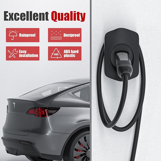 Tesla Charger Holder Charging Cable Organizer Fit for Model 3/Y/S/X NACS Electric Vehicle Holder & Wallbox Accessories Black
