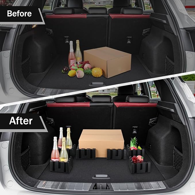 6 Pack Car Trunk Organizer Blocks for Back of SUV Multipurpose Car Storage Organizer Blocks Trunk Divider Available to Wool Carpet for Truck SUV Van Cargo