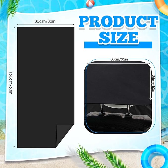 Hahafelt 2 Pack Car Seat Towel Covers with Storage Bag 63 x 32 Inch Athletic Running Towel Seat Sweat Washable Non Slip Cover Gift for Car Outdoor Sport Activities (Black,Gray)