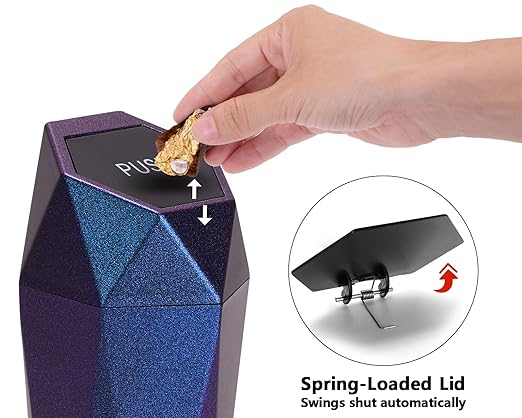 Ginsco Car Trash Can with Lid, Cup Holder Garbage Can for Car, Garbage Bin Cars Accessories for Interior, Leakproof Small Trash Bin, Mini Trash Can for Cars, Home, Office (1, Iridescent Blue)