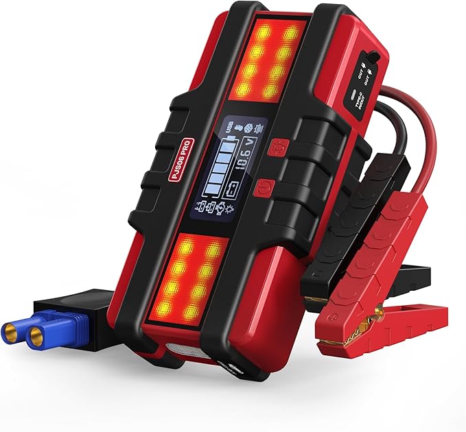 Battery Jumper Starter Portable, 6000A (12V) - Portable Booster Pack with Voltage Detection & Protection for Gas/Diesel (Up to All / 12L)