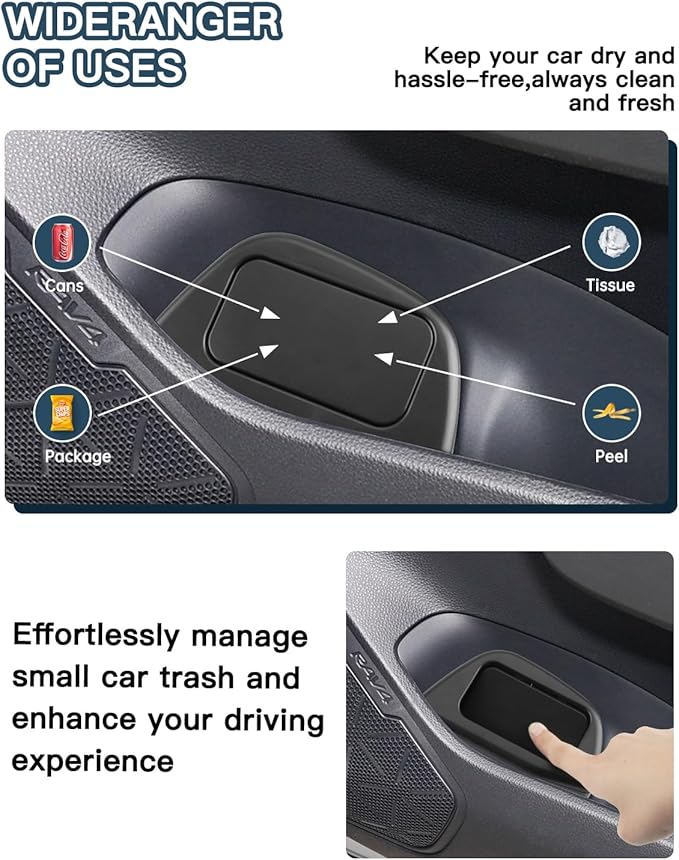 2025 RAV4 Trash Can for Toyota RAV4 XA50 Accessories,Portable Mini Car Trash Bin with Lid for Storage and Organizer Car Door Garbage Can Compatible with 2019~2025 Toyota RAV4