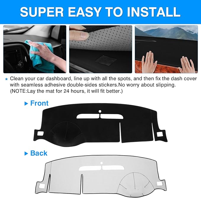 Autorder Dashboard Cover Mat for 2007-2014 Chevrolet Tahoe Suburban/GMC Yukon XL&2007-2013 Chevy Avalanche Silverado 1500 2500 3500 LTZ/GMC Sierra SLT Denali Accessories Upgrade Velvet Dash Cover
