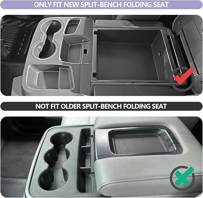 LUWU Center Console Organizer Compatible with 2019-2022 2023 2024 2025 2026 Chevy Silverado/GMC Sierra 1500 & 2020-2026 Chevrolet Silverado/Sierra 2500HD 3500HD 2PCS (Split-Bench Folding Seat)