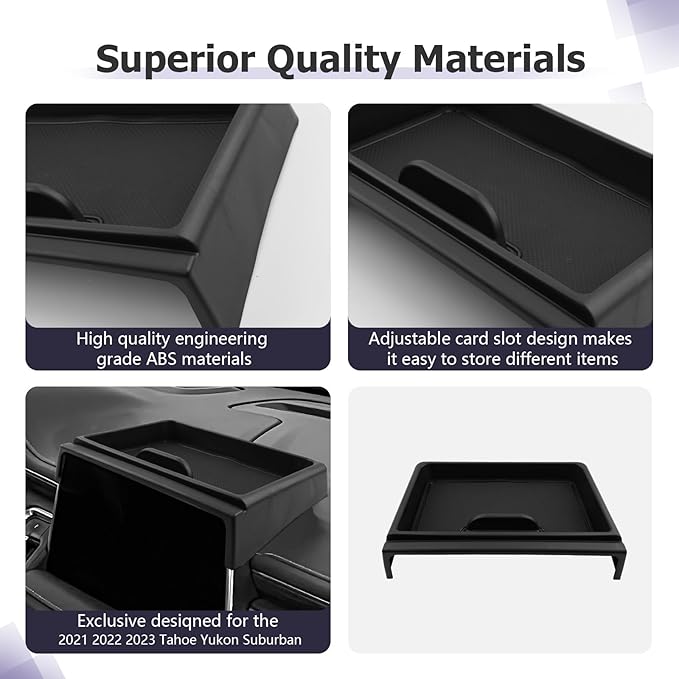 Dashboard Storage Tray Compatible with 2021 2022 2023 Yukon Tahoe Suburban Center Console Display Box Hidden Organizer Tray Behind Screen Tahoe Yukon Suburban Accessories (ONLY for 10.2Inch Screen)