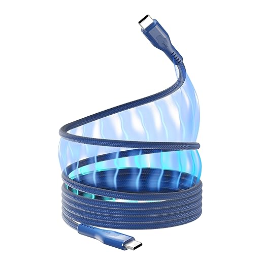 Statik MagStack Pro USB C to USB C Cable, Magnetic Type C Charger Fast Charging Cord, On The Go Magnetic Charging Cable for Car, Compatible with 16 Pro Max, 15, Galaxy S21 S20 Ultra, Navy 100W 6FT/2M