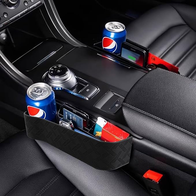 Car Seat Gap Filler Organizer, 2 Pack Leather Car Seat Gap Filler With Car Cup Holder For Gap Filler Console, Car Seat Storage Organizer Between Seats For Cups Phones, Sunglasses, Keys And Cards