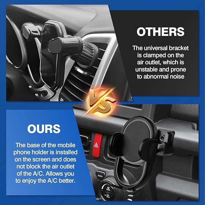 Autorder Car Phone Holder for 2019-2025 Suzuki jimny Accessories Phone Mount Cell Phone Car Mount Automobile Phone Stabilizer 360 Degree Rotation