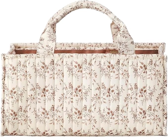 Diaper Caddy Organizer,Cute Floral Nursery Storage Basket,Soft Portable Changing Table Car Caddy Organizer Gift (Floral B)