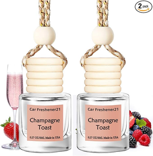 Hanging Car Air Freshener, Long Lasting Scent, Cute Air Fresheners for Women, 2 Pack Non-Toxic Essential Oil Diffuser, Made in USA