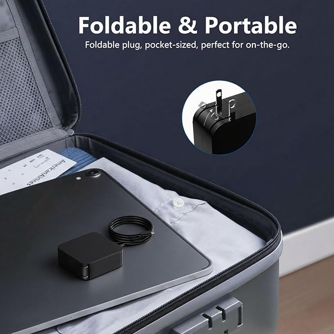 65W USB C Charger Compatible with Noco Boost X GBX45 GBX55 GBX75 GBX155, Air AX65 & Max GB250 GB251 GB500, Fast Charging Jump Starter Power Supply, Foldable and Portable Adapter for Laptop and Phone