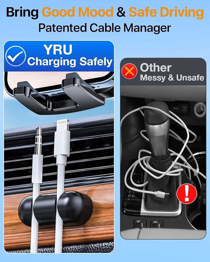 YRU True Military-Grade [360° Rotation Suction] 2026 Ultimate Car Phone Holder Mount 【90+LBS Safest Strongest & Patent Certs】 Dashboard Windshield Vent for iPhone 17 Pro Max Speaker Boxes, Gloss Black