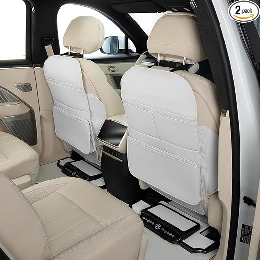 TAIKOO Back Seat Protector,Preventing the Impact of Children Stepping on the Seat Backrest,Beautiful appearance and easy to clean,black (Cream White -2 pcs)