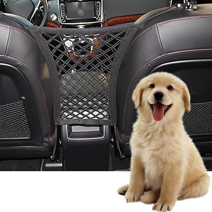 Dog Car Net Barrier, Seat Back Net Storage Bag, Car Front and Rear Seat Elastic Isolation Net, Easy to Install, Driving with Children and Pets is Safer, Universal for Cars, SUVs, Trucks